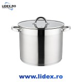 Oala din inox cu capac din sticla Grunberg GR7322, 22 cm, 7 l, Grosime 0.6mm
