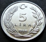 Moneda 5 LIRE - TURCIA, anul 1986 * cod 801 = UNC