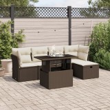 VidaXL Set canapele de grădină cu perne, 6 piese, maro, poliratan