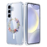 Husa pentru samsung galaxy s25 plus, atasare magnetica, magsafe, pink wreath 16, clear