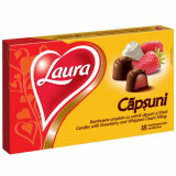 Bomboane cu Crema de Capsuni si Frisca Laura, 140 g, Bomboane de Ciocolata Laura, Bomboane de Ciocolata cu Crema de Capsuni si Frisca Laura, Praline c