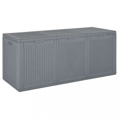 vidaXL Cutie de depozitare pentru grădină, gri, 270 L, PP ratan