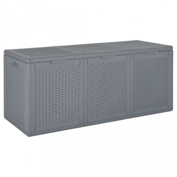 vidaXL Cutie de depozitare pentru grădină, gri, 270 L, PP ratan