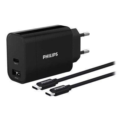 Incarcator de retea Philips, 30 W, 2 x USB, Negru foto