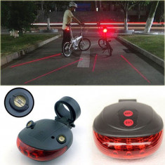 Stop LED Biciclete cu Proiectie Laser Culoar Siguranta Laser Tail Light foto