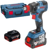 Bosch GDX 18V-200 C - Masina de insurubat cu impact cu 2 acumulatori Li-Ion 18 V 5 Ah patrat 1/2 inch si hexagon interior 1/4 inch 200 Nm M6-M16 valiz