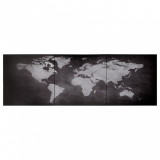 Set Tablouri Din P&acirc;nză Harta Lumii Negru 120 x 40 cm 289242, General