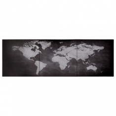 Set Tablouri Din Pânză Harta Lumii Negru 120 x 40 cm 289242