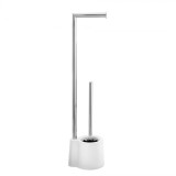 Perie WC cu suport hartie igienica,din inox si polipropilena,alb,70 cm, Oem