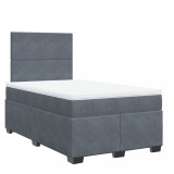 Cumpara ieftin Pat box spring cu saltea, gri inchis, 120x200 cm, catifea