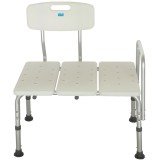 Scaun de baie tip banca pentru transfer cada sau dus, Linomag&reg;, Inaltime ajustabila, Cu spatar si maner interschimbabile stanga/dreapta, Alb