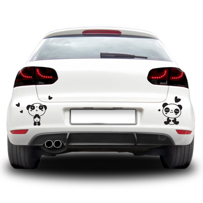 Sticker auto - Cuplu panda indragostit