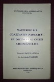 J TAMBOZI, MĂRTURIILE LUI CONSTANTIN PAPANACE * UN DOCUMENT AL CAUZEI AROM&Acirc;NILOR