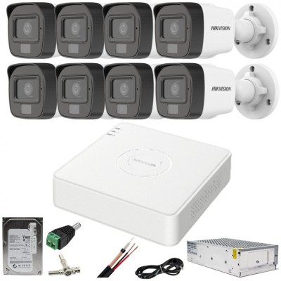 Sistem supraveghere Hikvision 8 camere 2MP Dual Light IR 30m WL 20m DVR 4MP cu accesorii incluse HDD 1TB SafetyGuard Surveillance foto