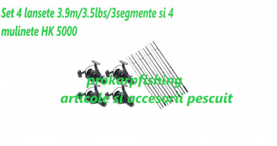 Set pescuit cu 4 lansete 3.9m/3.5lbs/3segmente si 4 mulinete HK 5000 foto