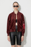 Alpha Industries geacă bomber MA-1 OS Velvet femei, culoarea bordo, de tranziție 106002.184-maroon