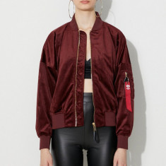 Alpha Industries geacă bomber MA-1 OS Velvet femei, culoarea bordo, de tranziție 106002.184-maroon