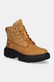 Timberland bocanci de piele Greyfield femei, culoarea maro, cu toc plat, TB0A5RP42311
