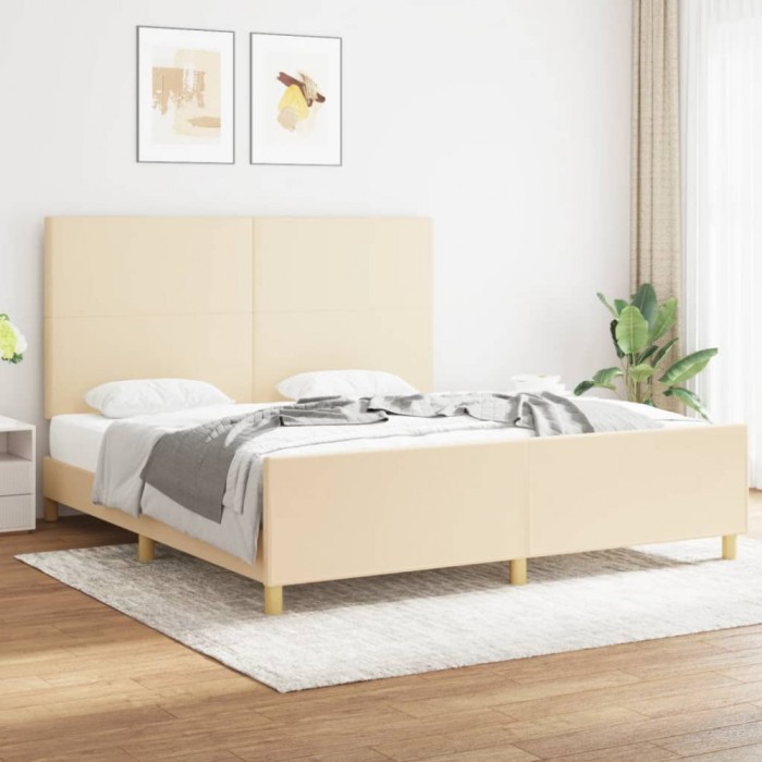 vidaXL Cadru de pat fără saltea, crem, 180x200 cm, textil 3124916