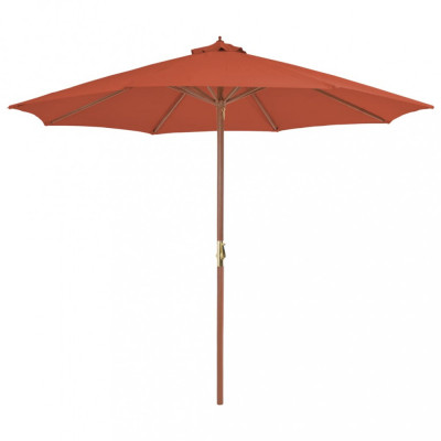 vidaXL Umbrelă de exterior cu st&amp;acirc;lp din lemn, 300 cm, teracotă foto