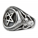 Inel argint Pentagrama cu cap de antilopa (Marime inele - EU: 56 - diametru