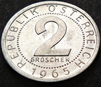 Moneda 2 GROSCHEN - AUSTRIA, anul 1965 *cod 3337 = A.UNC foto