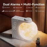 Lampa lunara cu ceas desteptator, RETEYUNG, 2 alarme, RGB 8 culori, 10 sunete naturale, simulare rasarit, 16.5x11x15.5 cm
