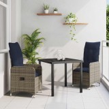 Cumpara ieftin Set de masă pentru grădină 3 pcs Gri poliratan