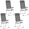 VidaXL Scaune de camping pliante, 4 buc., gri, aluminiu