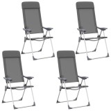 vidaXL Scaune de camping pliante, 4 buc., gri, aluminiu