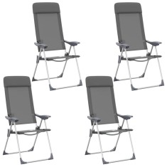 vidaXL Scaune de camping pliante, 4 buc., gri, aluminiu