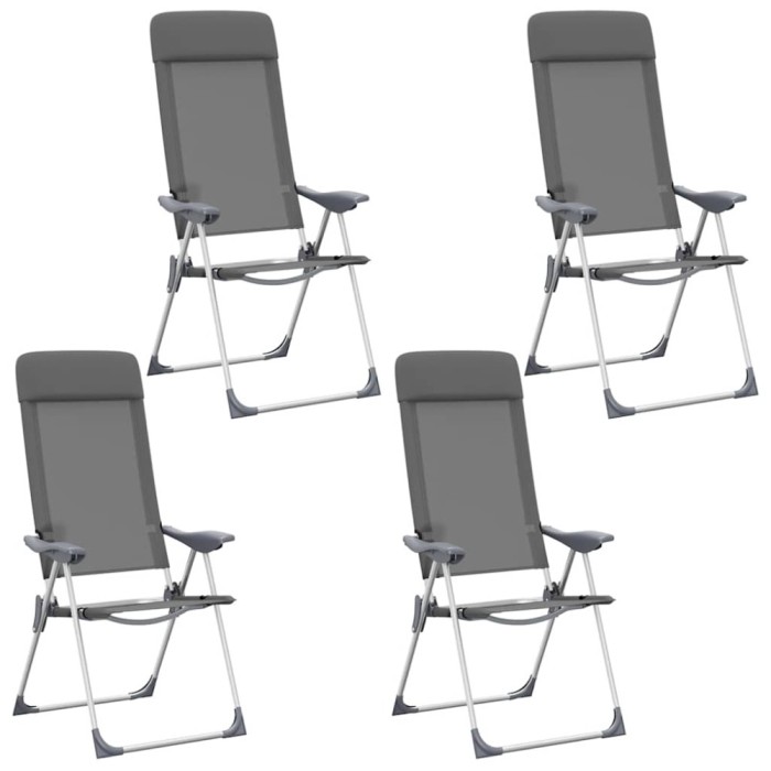 vidaXL Scaune de camping pliante, 4 buc., gri, aluminiu