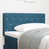 VidaXL Cap de pat LED , cu butoane din cristal, tuftat, albastru &icirc;nchis, 90 cm, din catifea