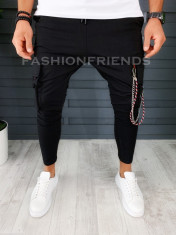 Pantaloni de trening negri conici A8451 foto