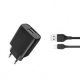 INCARCATOR RETEA USB CU CABLU DE DATE USB TYPE-C, XO-L57, 2 X USB, 2.4A, NEGRU, BLISTER