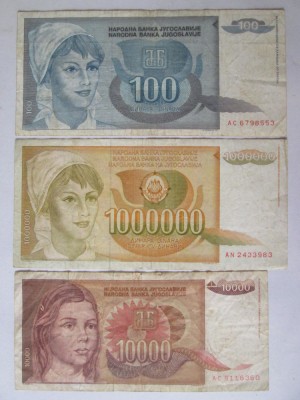 Iugoslavia lot 3 bancnote colecție,vedeți imaginile foto