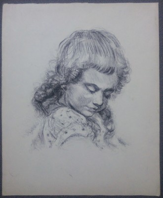 Portret de copil// litografie originala, de autor foto
