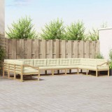 vidaXL Set de canapele de exterior cu pernă 10 pcs Alb și crem 3387119