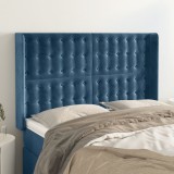 vidaXL Tăblie pat cu urechi albastru &icirc;nchis 147x16x118/128 cm catifea
