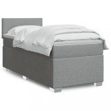 VidaXL Pat box spring cu saltea, gri deschis, 90x200 cm, textil 3285764