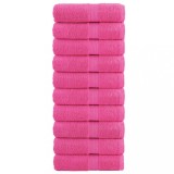 Set 10 Prosoape M&acirc;ini vidaXL SOLUND Roz 30x30cm, Bumbac 100%, 600gsm, Absorbante, Multifuncționale