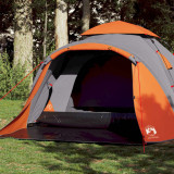 Cort camping cupola 3 persoane, gri portocaliu, setare rapida