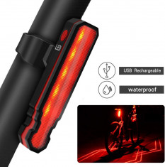 Stop Bicicleta, Proiectare Polilinii Laser pe Asflat, 5 x LED 3528, IPX- 5 Rezistent la Apa si Praf, 15 Moduri luminare, Functie Laser, 3.7V 500 mAh, foto