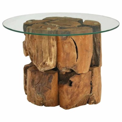 vidaXL Măsuță de cafea, 60 cm, lemn masiv de tec erodat foto