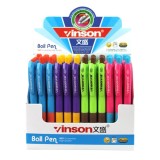 Cumpara ieftin Set 60 Pixuri Albastre Vinson cu Buton, Corp Colorat - Papetarie Birotica
