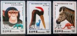 Coreea 1999 maimuțe Cimpanzeu, păsări cocor, zebra animale fauna serie 3v. nestampilata, Korea 1999, Nestampilat