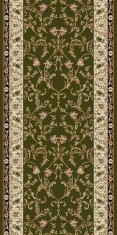 Traversa Festonata Surfilata, Model Lotos 523-310, Inaltime Fir 8 mm, Latime 0.6m, Marime 60 x 200 cm, Verde, Antialergic, Polipropilena, Living, Dorm