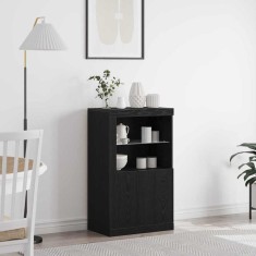 Bufet cu lumini LED Stejar Negru 60,5x37x100 cm foto