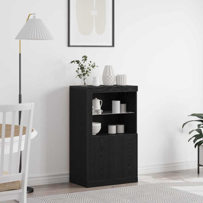 vidaXL Dulap lateral Stejar negru 60.5 x 37 x 100 cm Lemn compozit 863017