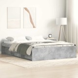 vidaXL Cadru de pat mic dublu, gri beton, 120x190 cm
